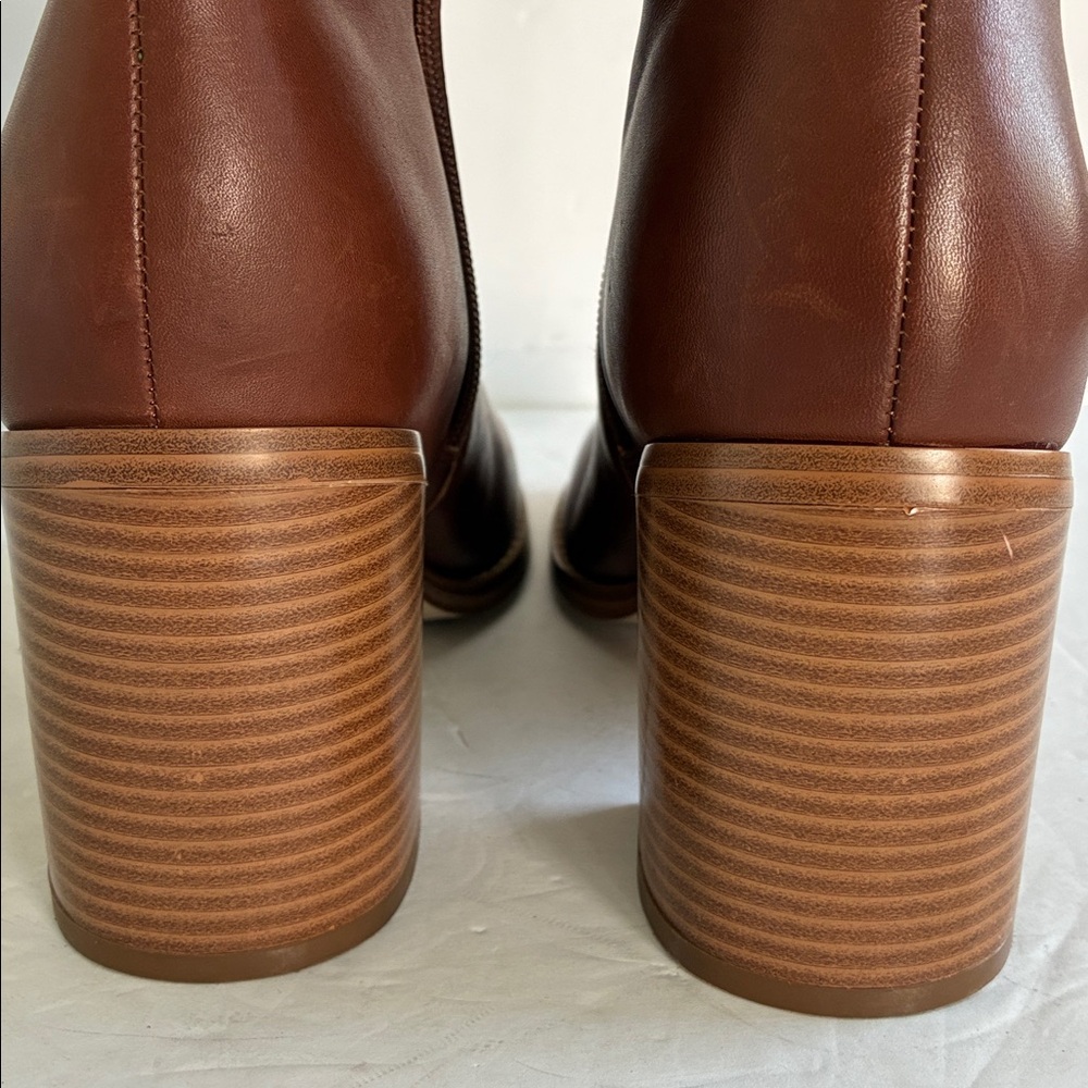 Marc Fisher Lianna Women's Brown Leather Block Heel Ankle Boots Size 9.5 NEW - Picture 9 of 10